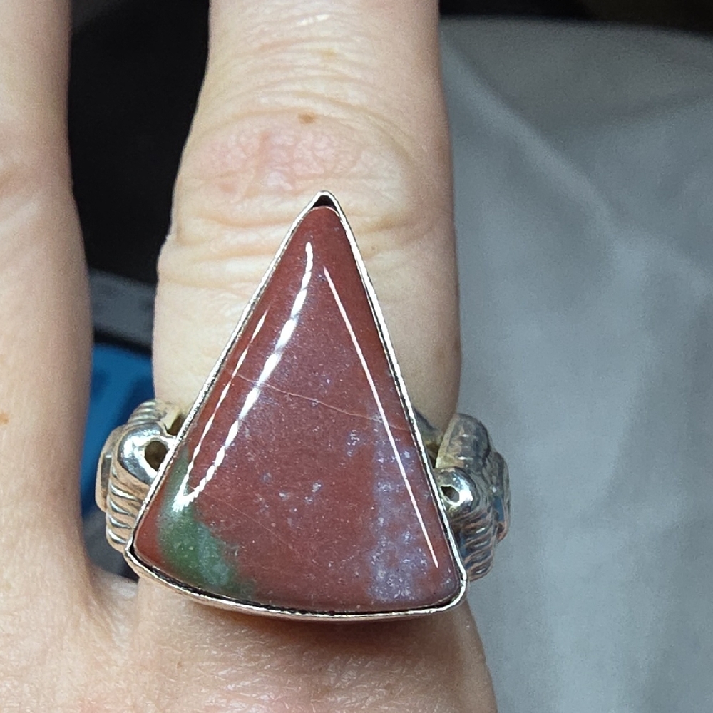 This Ring Features A Triangular Red Jasper Stone … - image 1